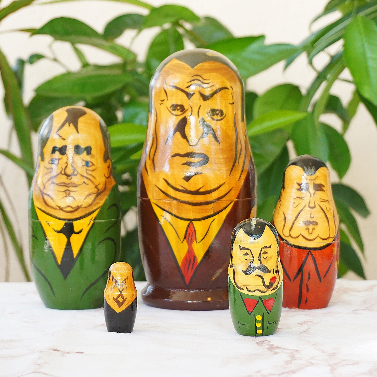 Hand Painted Wood Matryoshka Russian Leaders Nesting Dolls Sustainable Deco Inc