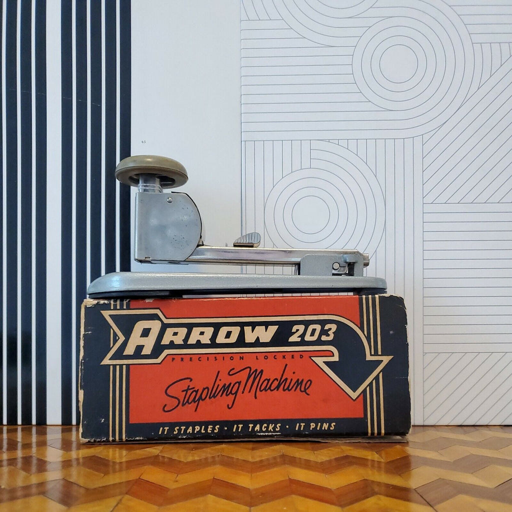 Vintage Stapler Arrow 203 "Precision Locked Stapling Machine" Stapler in Original Box