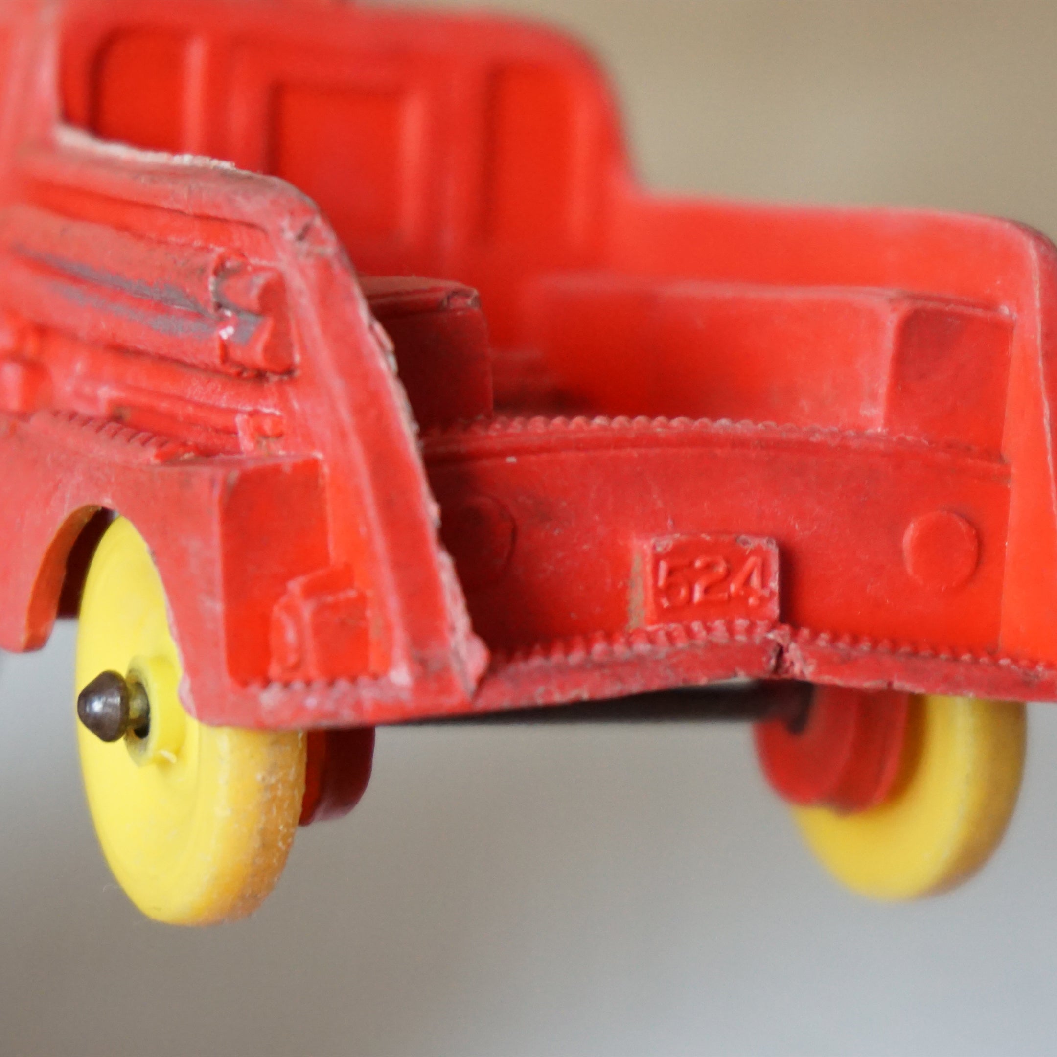 1950s 2x Vintage AUBURN Rubber Toy Vehicles. 576 Police Car & 524 Firetruck.