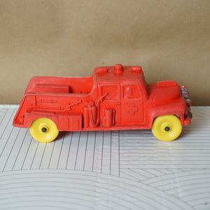 1950s 2x Vintage AUBURN Rubber Toy Vehicles. 576 Police Car & 524 Firetruck.