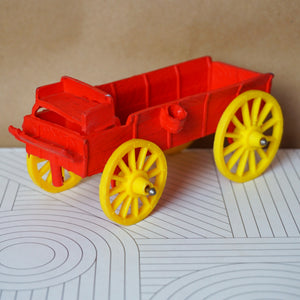 1950s Vintage AUBURN RUBBER CO. Red Farm Wagon Buckboard Toy. Made in U.S.A.