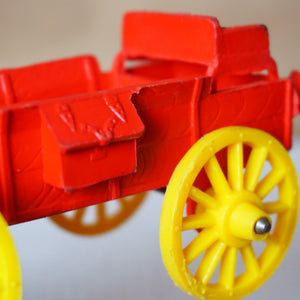 1950s Vintage AUBURN RUBBER CO. Red Farm Wagon Buckboard Toy. Made in U.S.A.