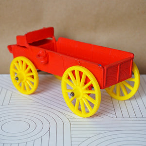 1950s Vintage AUBURN RUBBER CO. Red Farm Wagon Buckboard Toy. Made in U.S.A.