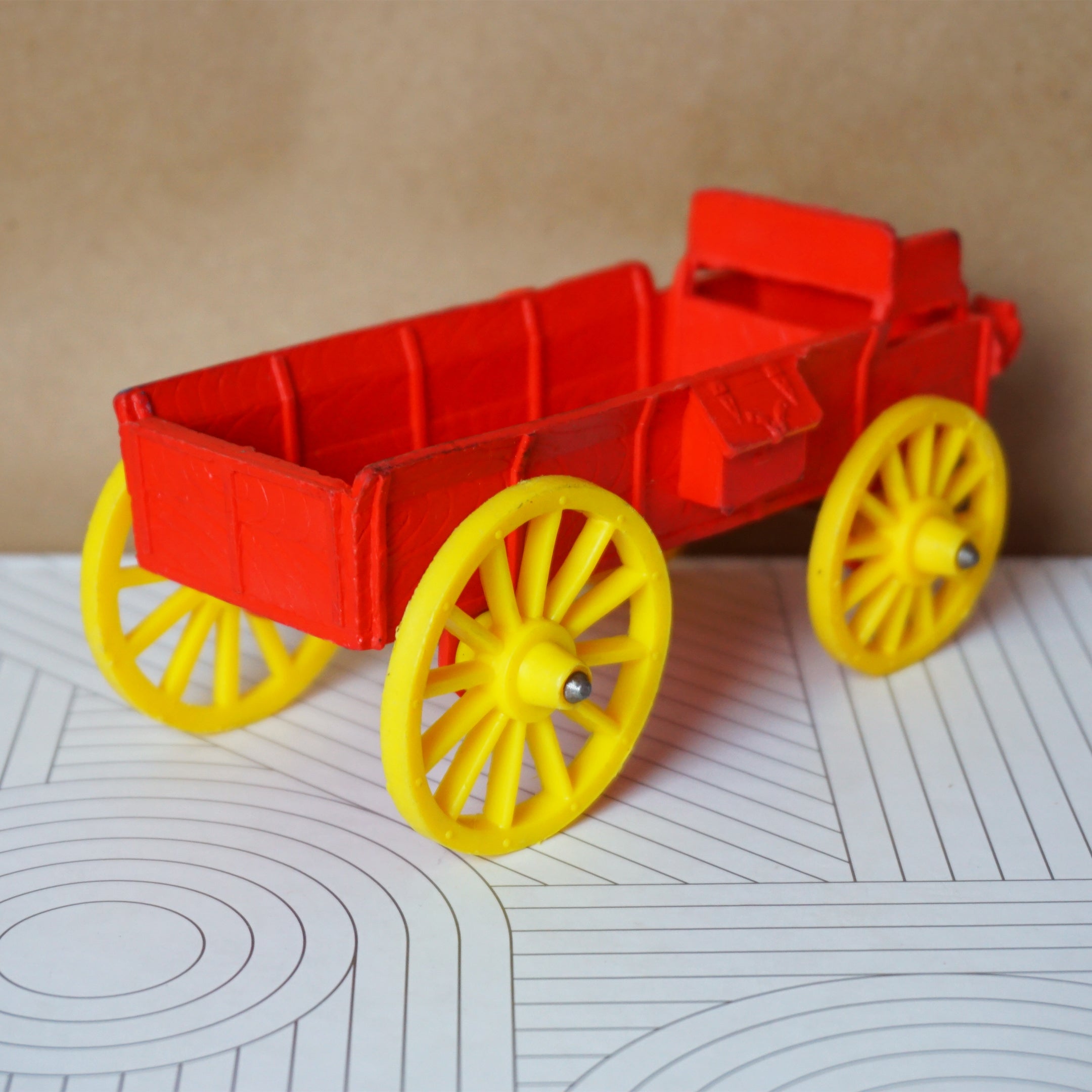 1950s Vintage AUBURN RUBBER CO. Red Farm Wagon Buckboard Toy. Made in U.S.A.