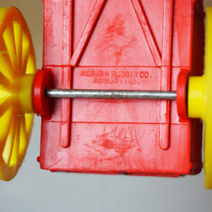 1950s Vintage AUBURN RUBBER CO. Red Farm Wagon Buckboard Toy. Made in U.S.A.