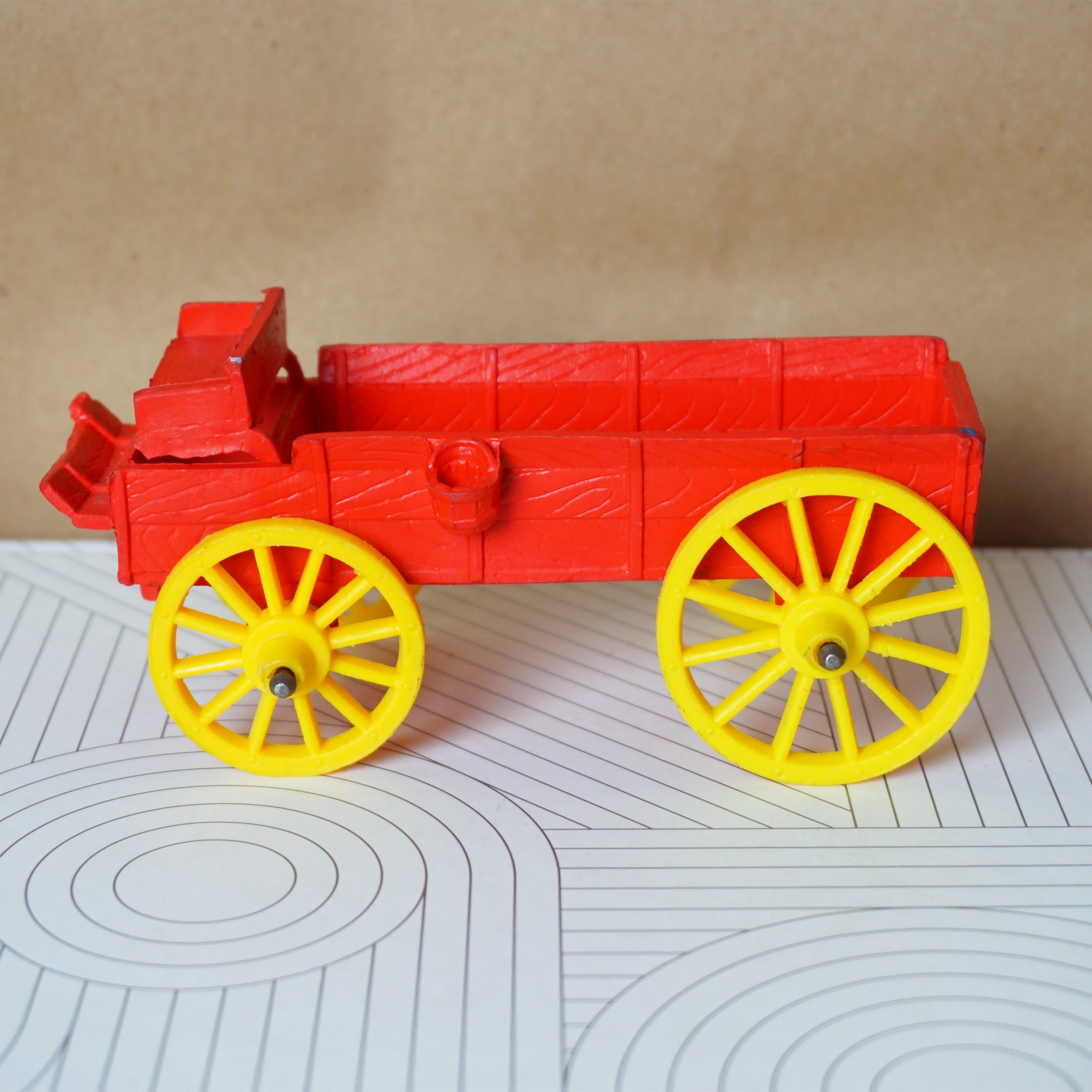 1950s Vintage AUBURN RUBBER CO. Red Farm Wagon Buckboard Toy. Made in U.S.A.