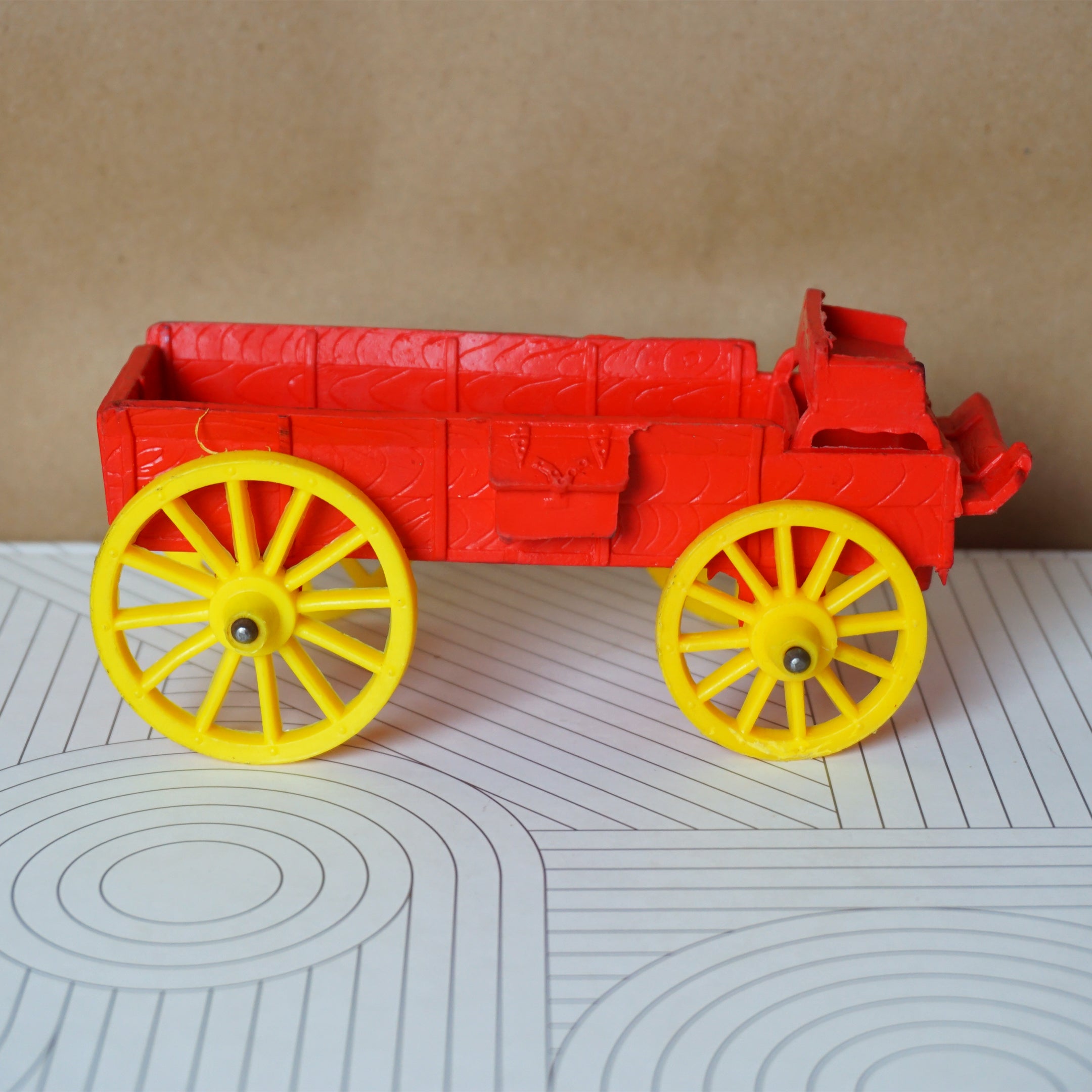 1950s Vintage AUBURN RUBBER CO. Red Farm Wagon Buckboard Toy. Made in U.S.A.