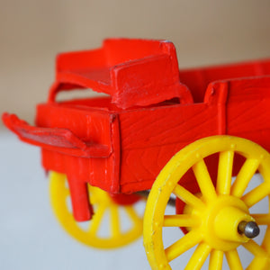 1950s Vintage AUBURN RUBBER CO. Red Farm Wagon Buckboard Toy. Made in U.S.A.