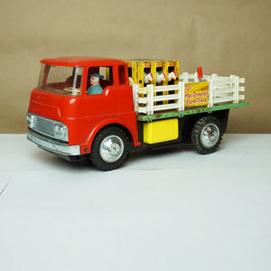 1960s Vintage FRANKONIA  Ol' Mc Mac Donald's Farm Truck Tin Toy. Made in Japan.