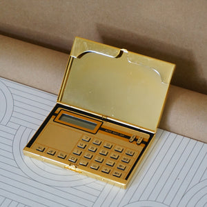 Vintage S CEPTRE SL-110 Gold Toned Calculator & Business Card Holder.  Made in Taiwan.