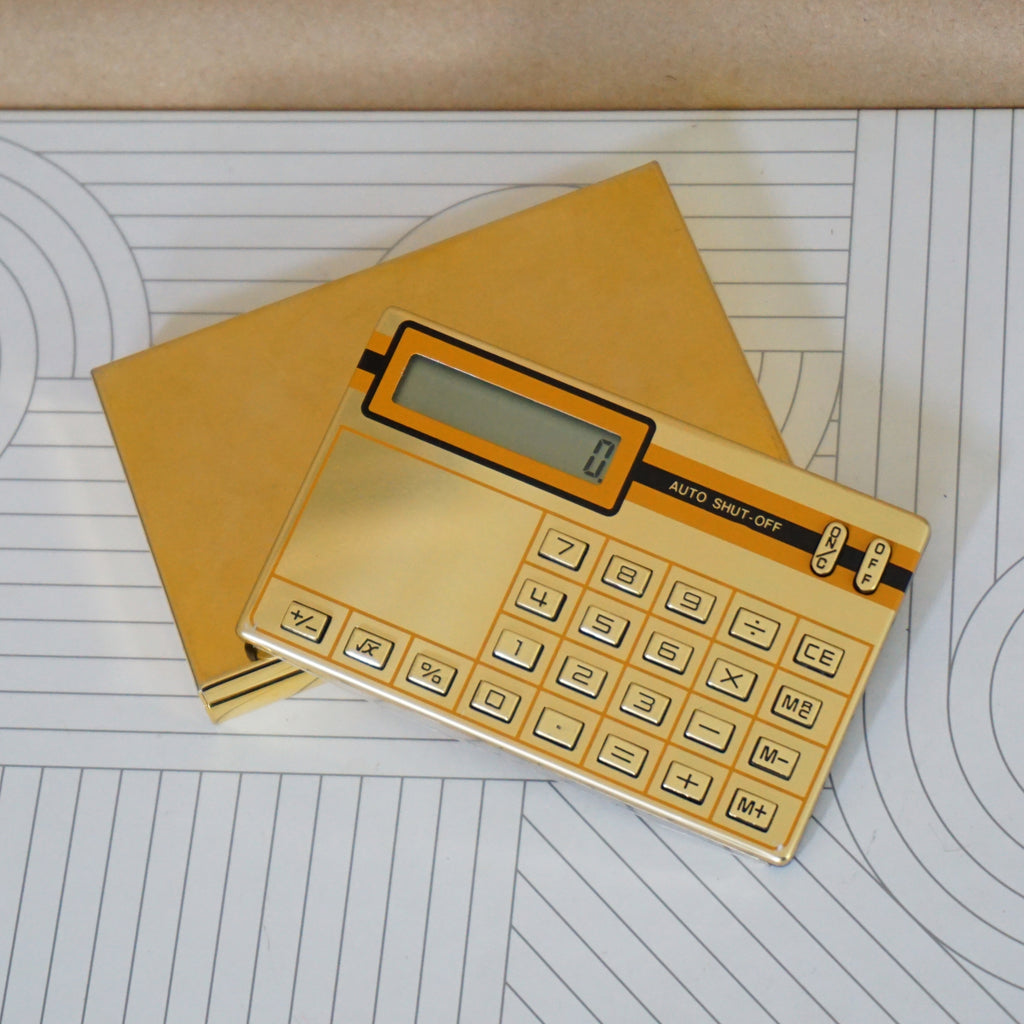 Vintage S CEPTRE SL-110 Gold Toned Calculator & Business Card Holder.  Made in Taiwan.