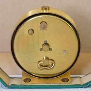 Rare Vintage EUROPA Windup Traveler Gold Tone with Teal Case Alarm Clock. Made in Germany.