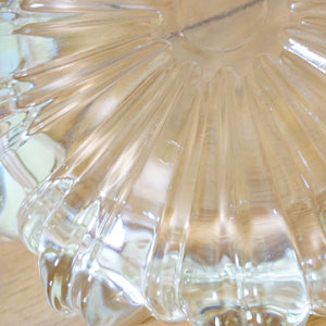 Vintage Set of 3 Varied Size Crystal Glass Ashtrays. Sunburst Flower Design. Made in USA.