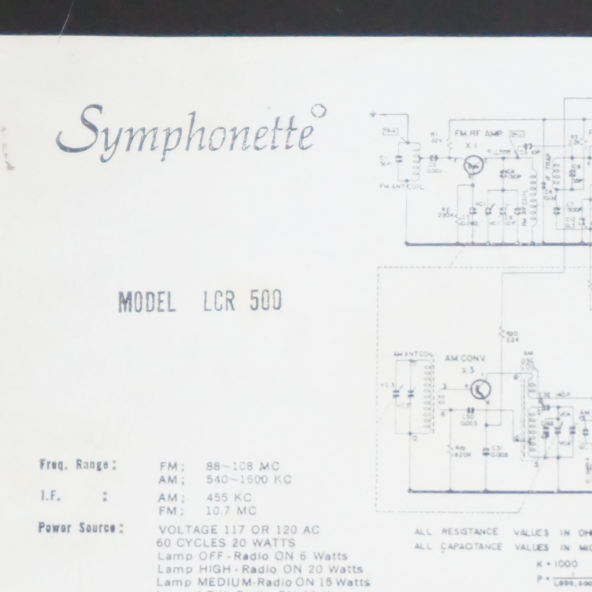 Vintage SYMPHONETTE Slumber Center LCR-500 Clock, AM FM Radio & Lamp. Made in Japan.