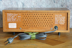 1965 Mid-Century SONY FM-AM Solid State Clock Alarm Radio. Model: 8FC-55W. Made in Japan.