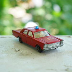 1966 Vintage MATCHBOX No. 55/59 Red Ford Galaxie FIRE CHIEF. Made in England by Lesney.