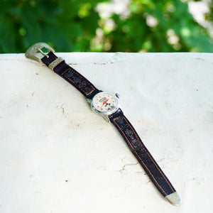 1950s Vintage Original GOOD LUCK from HOPPY Hopalong Cassidy Wrist Watch. Chr Plated Bezel.