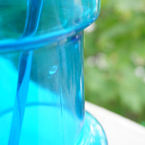 Mid-Century Aqua Blue Glass Cocktail Pitcher and Teardrop Stirrer