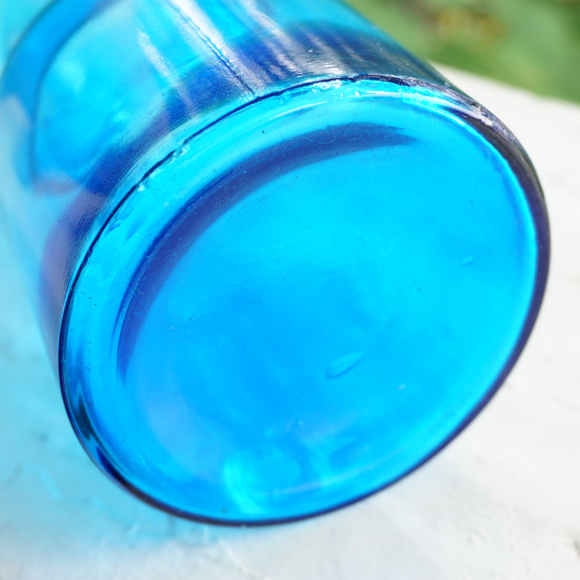 Mid-Century Aqua Blue Glass Cocktail Pitcher and Teardrop Stirrer