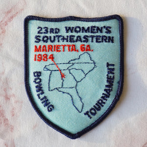 1984 Vintage 23rd Women's Southeastern Bowling Tournament Clothing Patch. Marietta, GA. 3.5" Tall