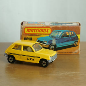 1978 Vintage Diecast MATCHBOX Superfast #21 Yellow Renault 5TL. Made in England by Lesney. Mint in Box.