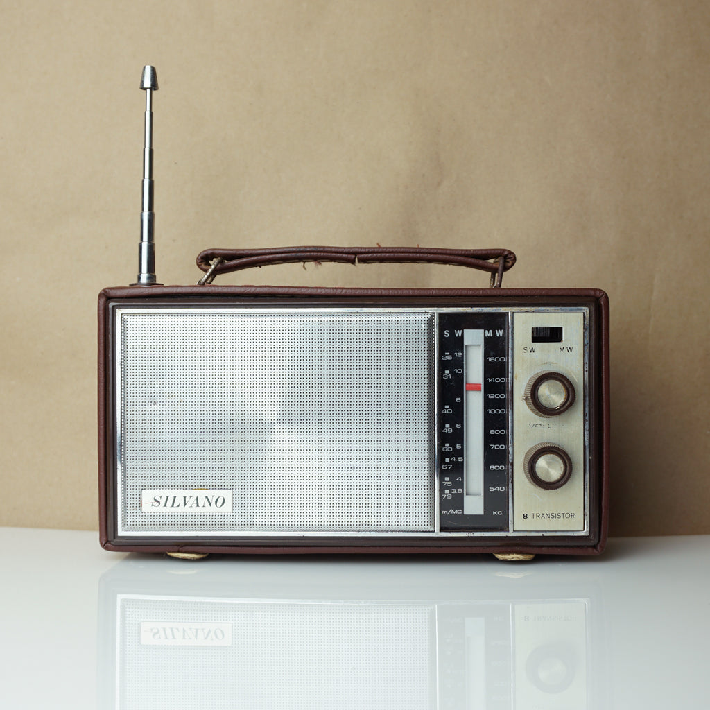 1960s Vintage SILVANO Radio w/ Bluetooth Technology. Brown Leather Case 8 Transistor Radio.