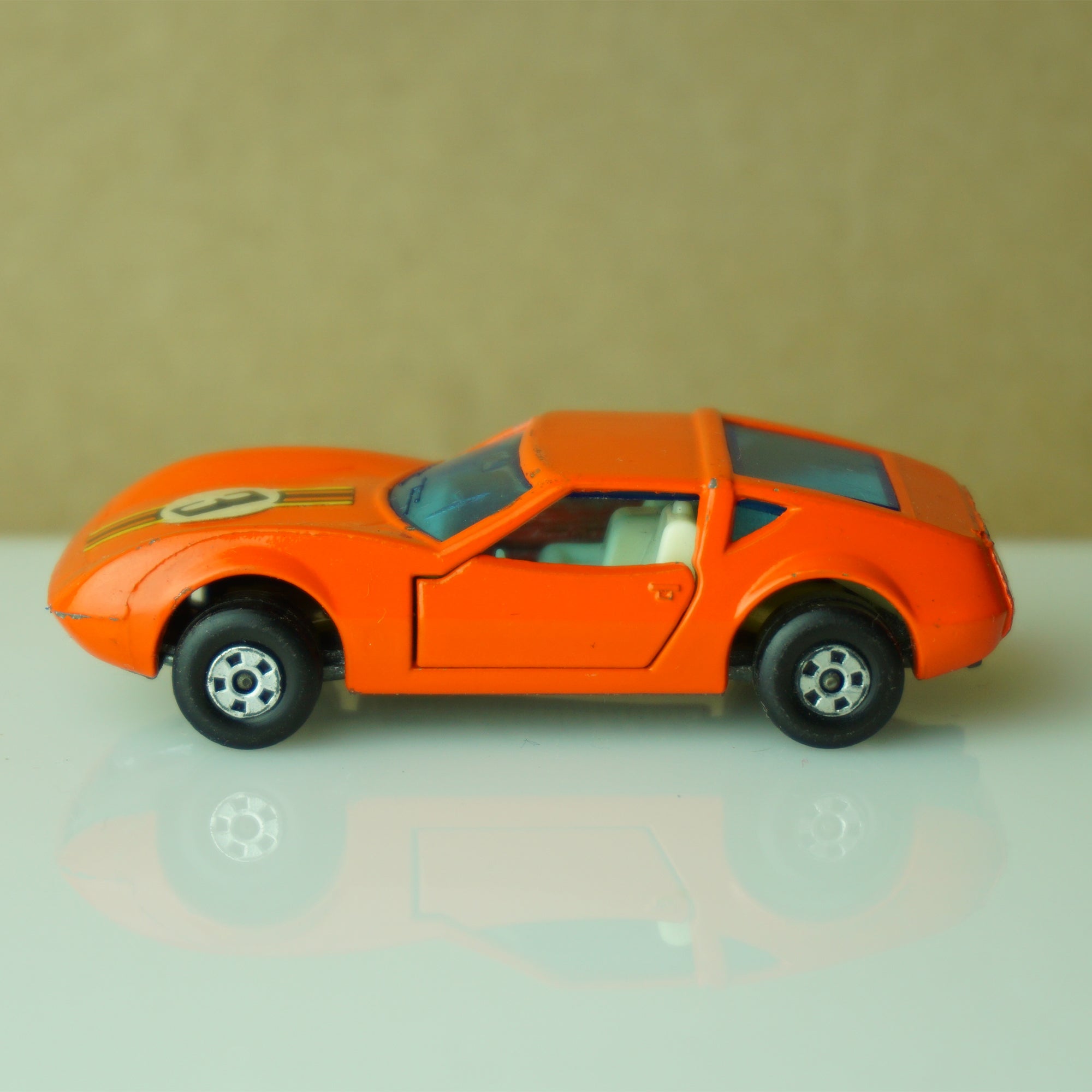 1973 Vintage Diecast MATCHBOX Superfast #3 Monteverdi Orange Car. Made in England by Lesney.