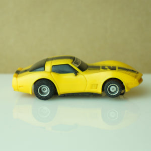 1981–1982 Vintage TYCO 1979 Chevy Corvette #2 Stripes Yellow and Black Slot Car.