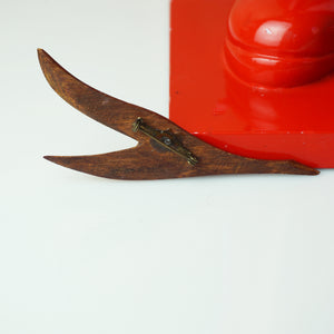 1980s Vintage Wooden Bird Brooch Pin