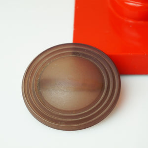 1980s Vintage 2" Bakelite Brown Circular Pin Brooch