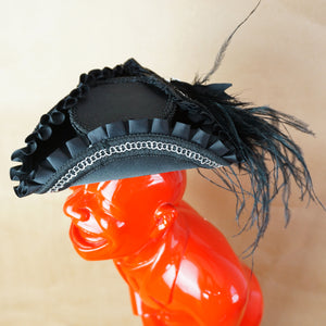 Black Mini Tricorne/ Tricorne/ Tri Corner Fascinator Hat with Feathers