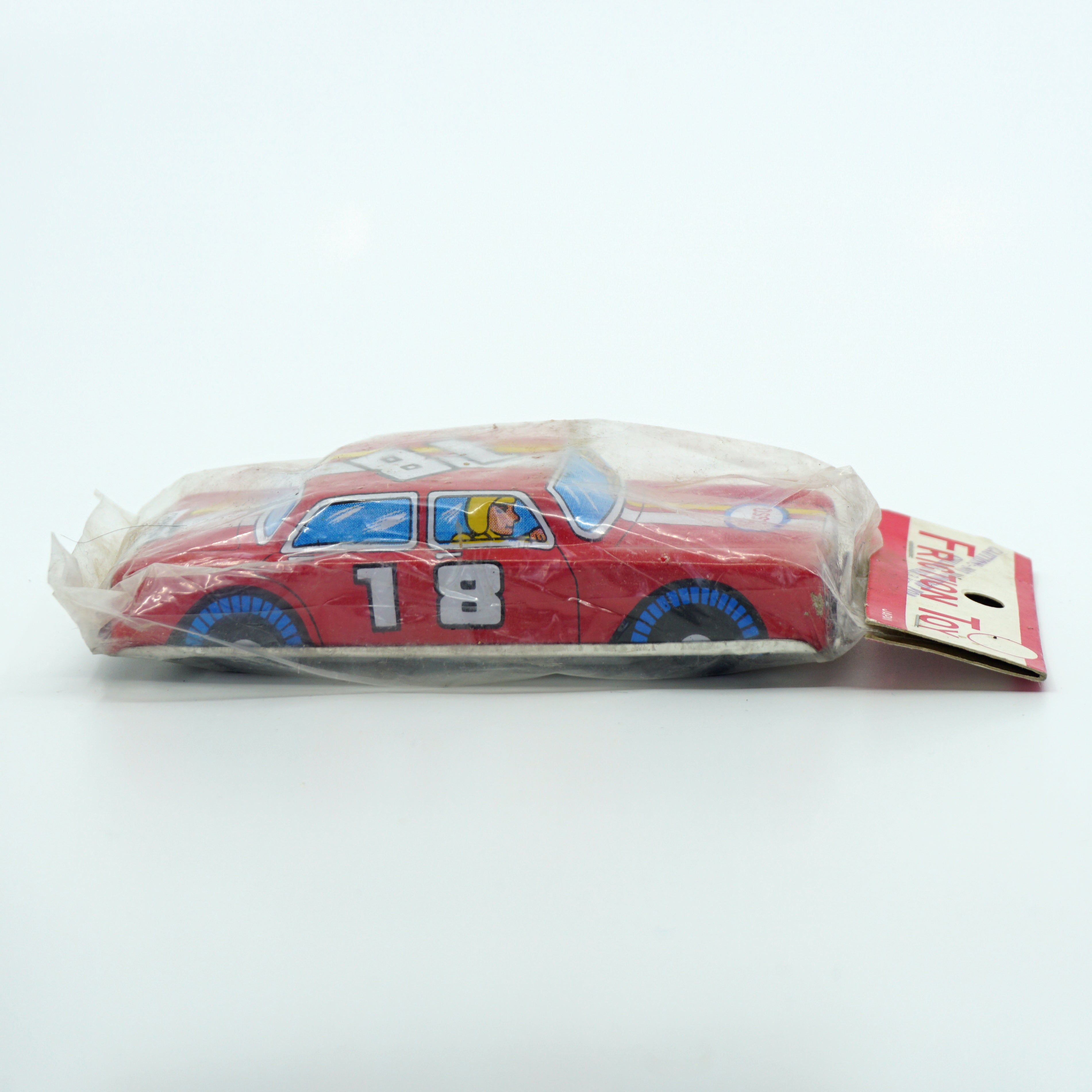 Collectible Vintage Mid-Century Esso Champion Friction Toy Car #18. Made in Japan.