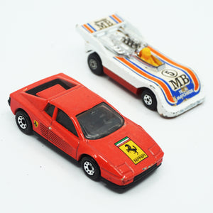 Set of Two Vintage Matchbox Early Diecast Cars. Ferrari Testarossa and Superfast Hi-Tailer