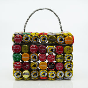Handmade Beer Bottle Cap Art Container. Made In USA.