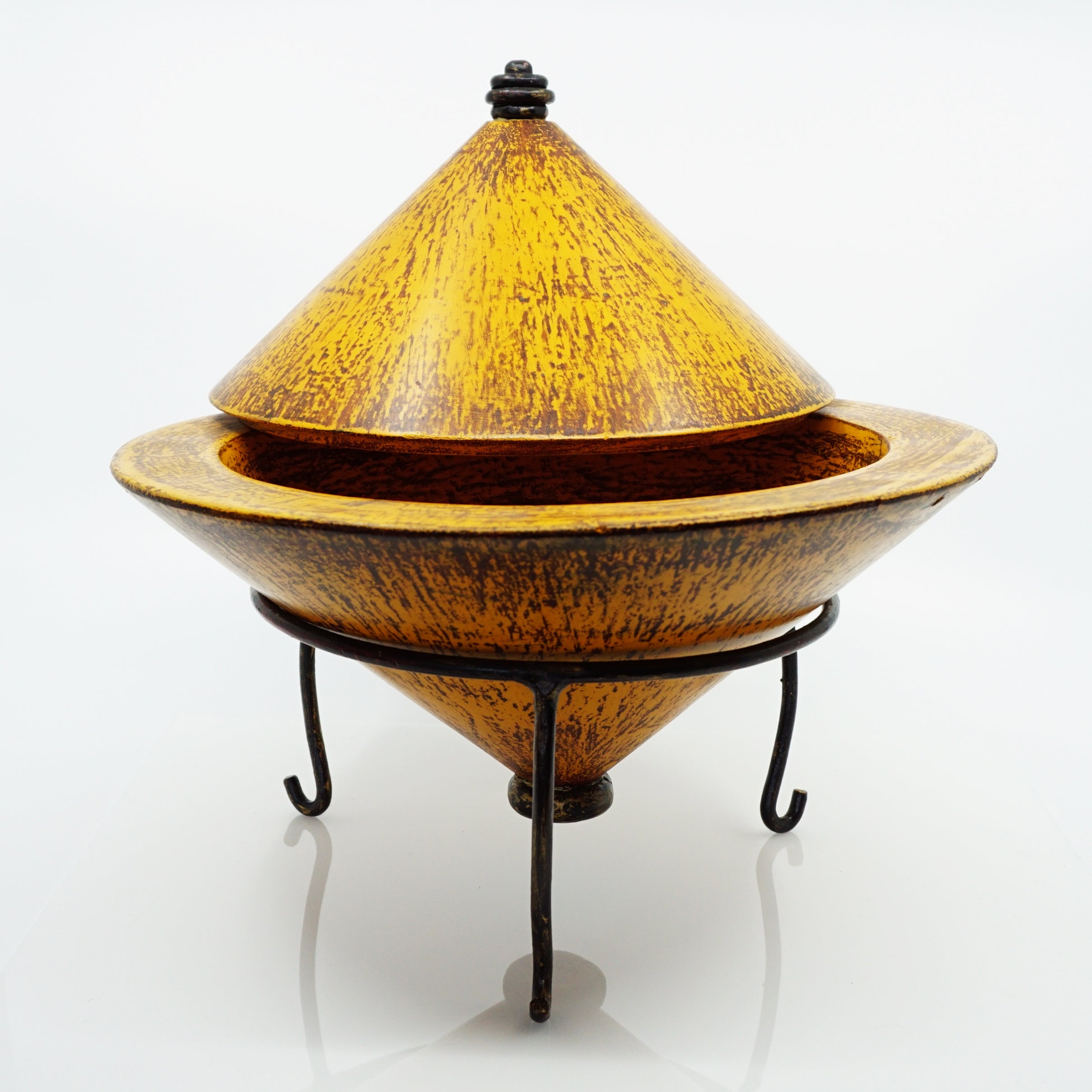 Large Sheesham Wood Asian Tagine with Metal Base