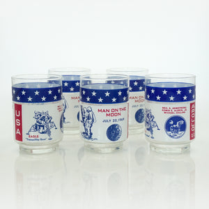 Set of Five 1960s Apollo 11 “Man on the Moon” July 20, 1969 Collectible Drinking Glasses