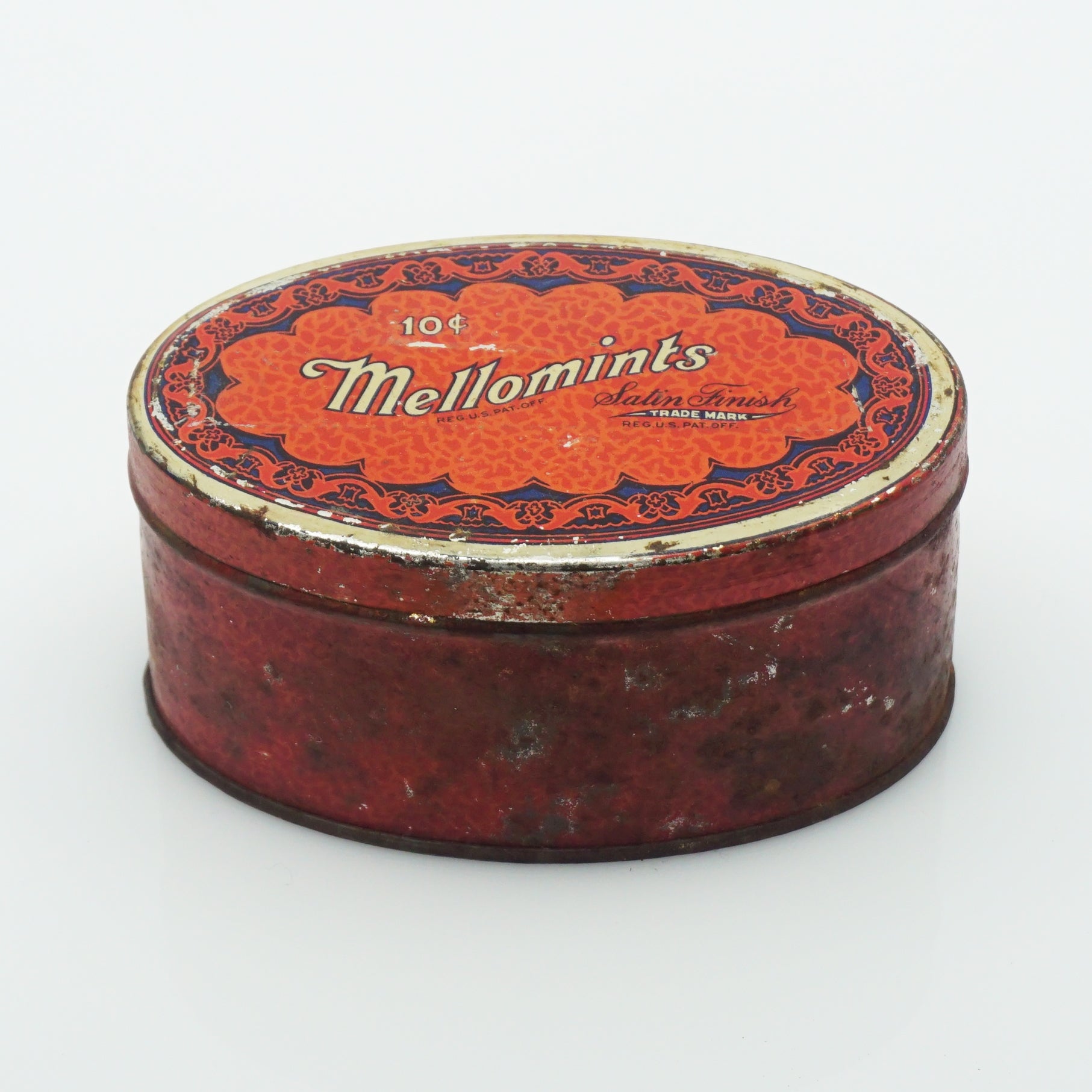 Vintage Brandle & Smith Co. Mellomints Candy Tin Litho Container. 4" Wide.