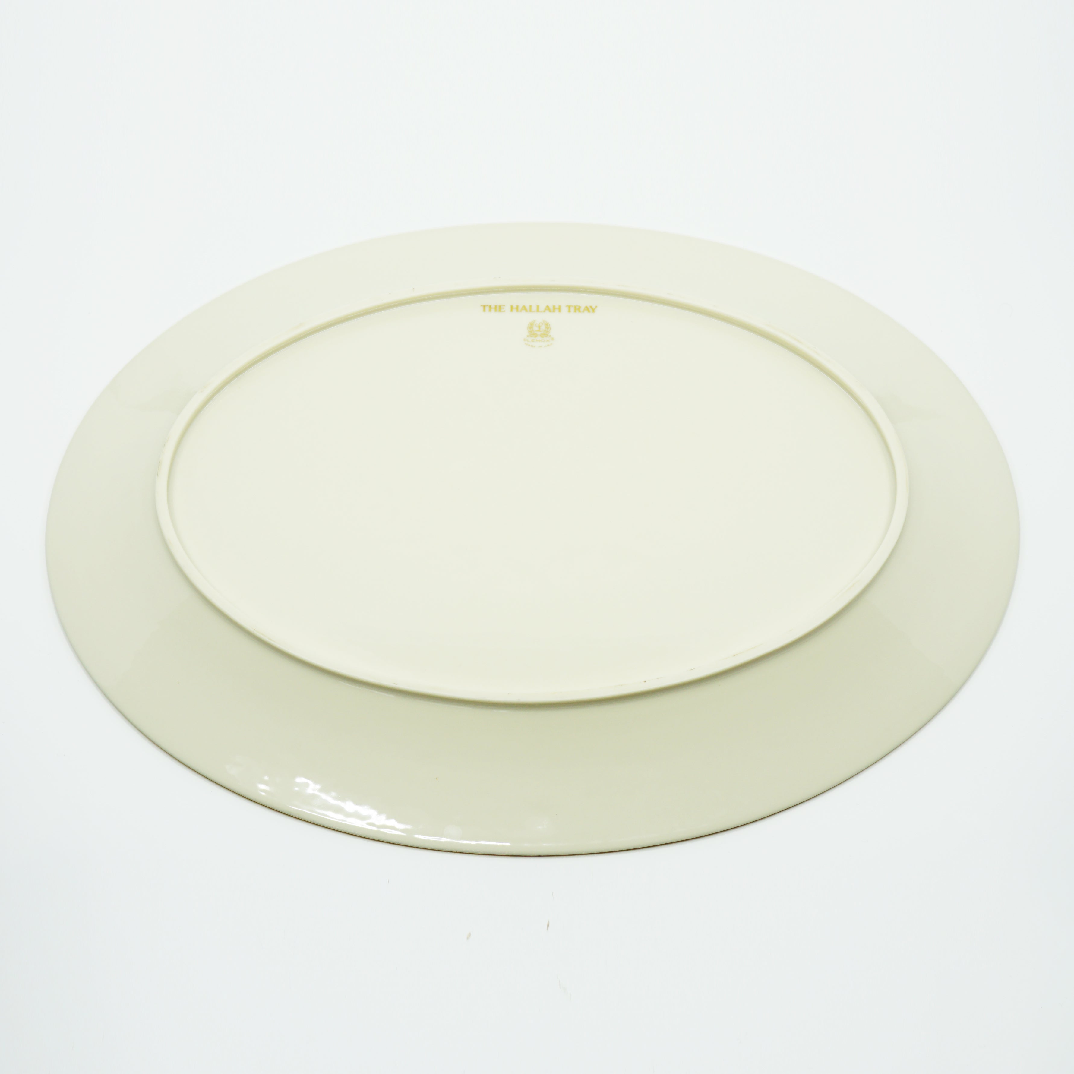 Judaica Porcelain Challah Tray Plate By Lenox USA. Ivory with Gold Oval Platter 16.5"