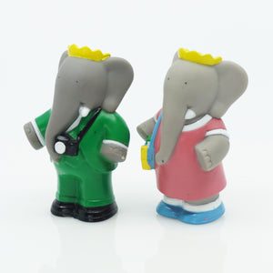 Vintage 1990s Set of 2 L. de Brunhoff Arby’s Babar the Elephant Soft Vinyl Toy Figures