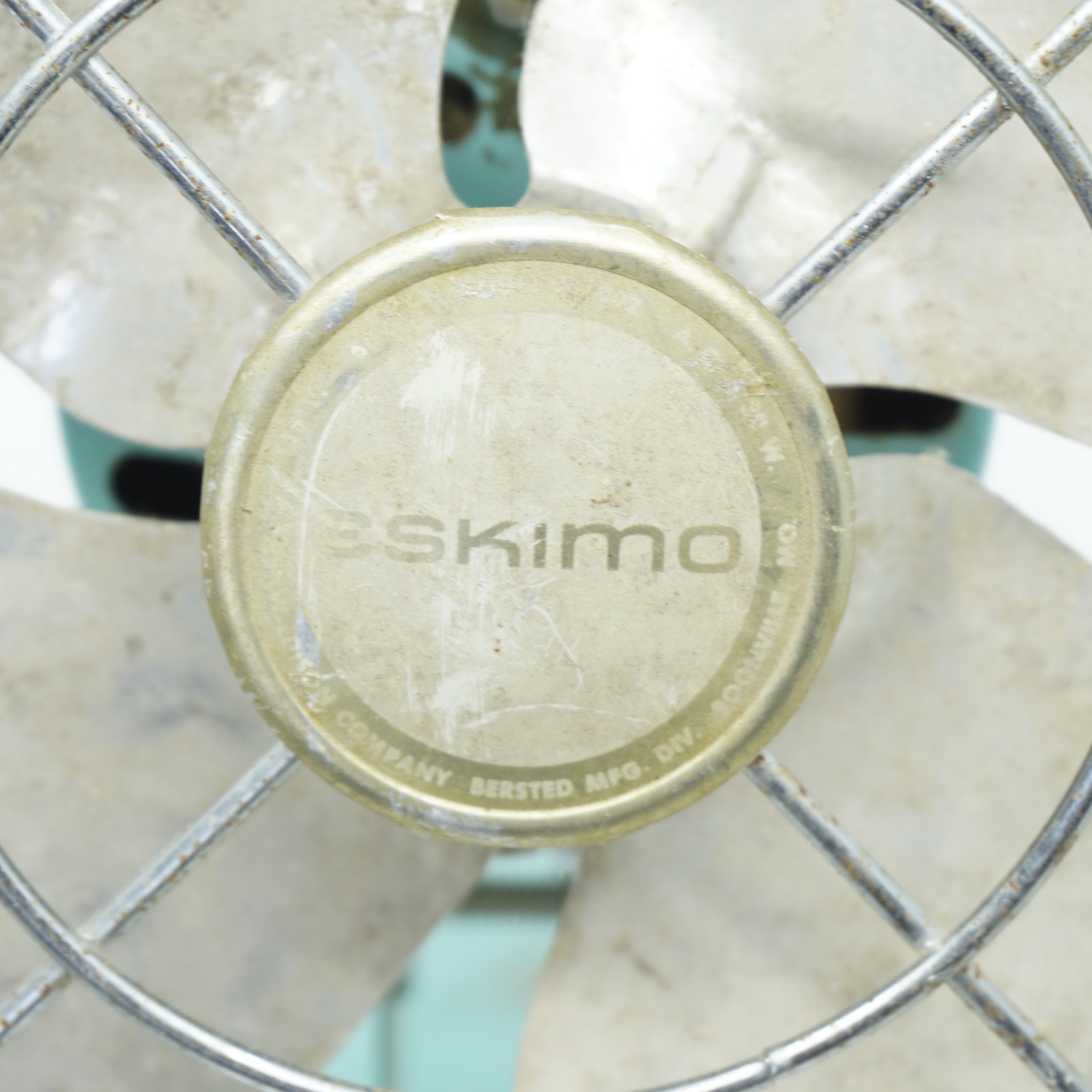 Art Deco Vintage Eskimo Open-Cage Desk/Wall Fan by McGraw Edison Co. in Turquoise