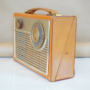 Mid-Century GE Seven Transistor Radio with Leather Case. Mo. P-776A. Made in USA