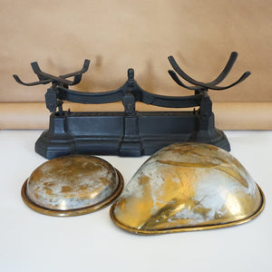 Antique Cast Iron and Brass Balance Scales. Black and Gold toned