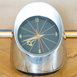 Vintage JEFFERSON 500 Space Age Chrome Rocket Shape Desk Clock 