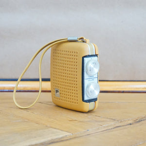 Mid Century PRECOR Pocket Mellow Yellow AM Radio. Works Well.