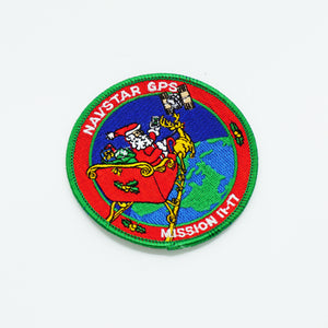 Navstar GPS Mission 11-17 Clothing Patch. 3.5" Round. Santa Claus in Space at Christmas.