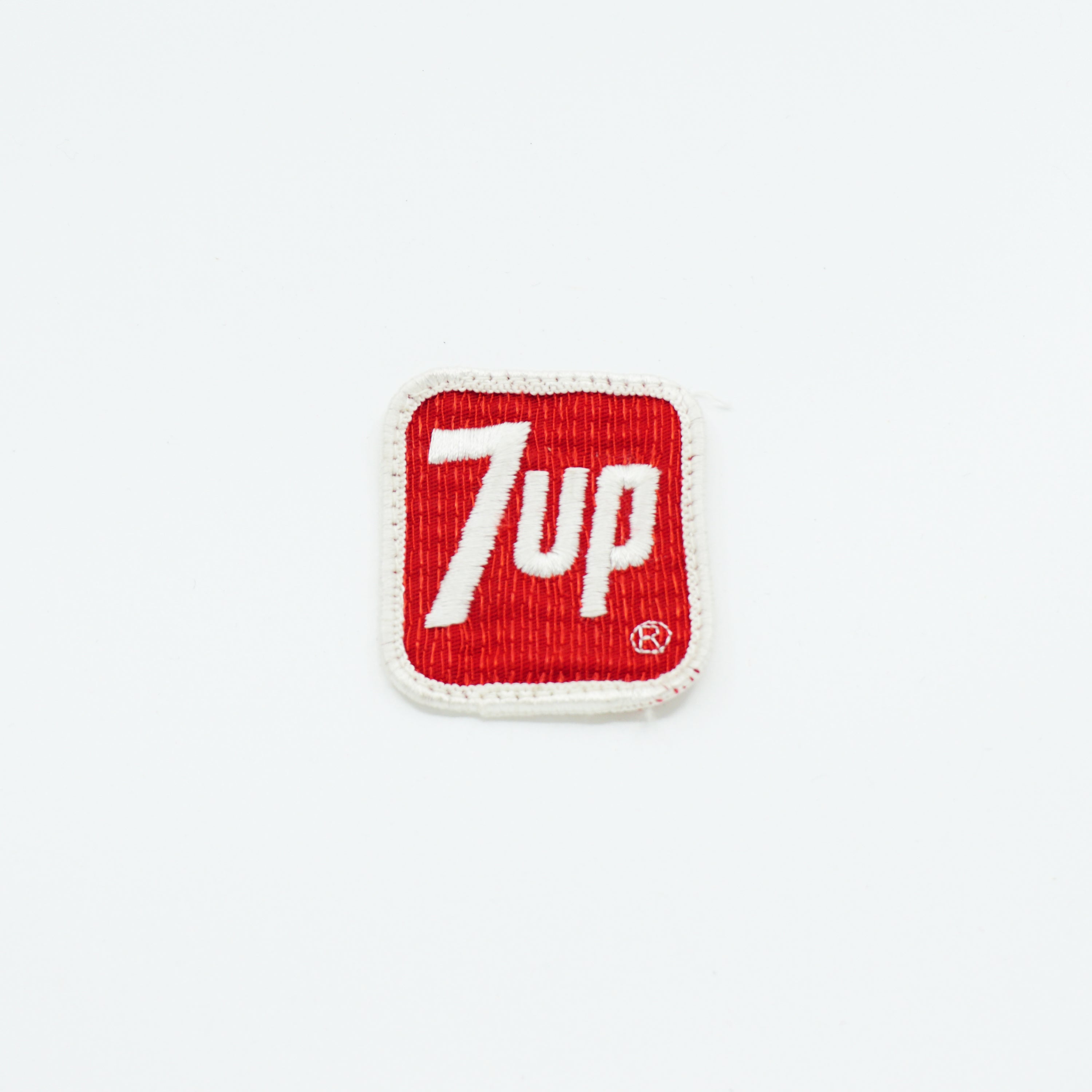 Small 7up Clothing Patch. 2" x 2.25" Square, Round Corners. Red and White