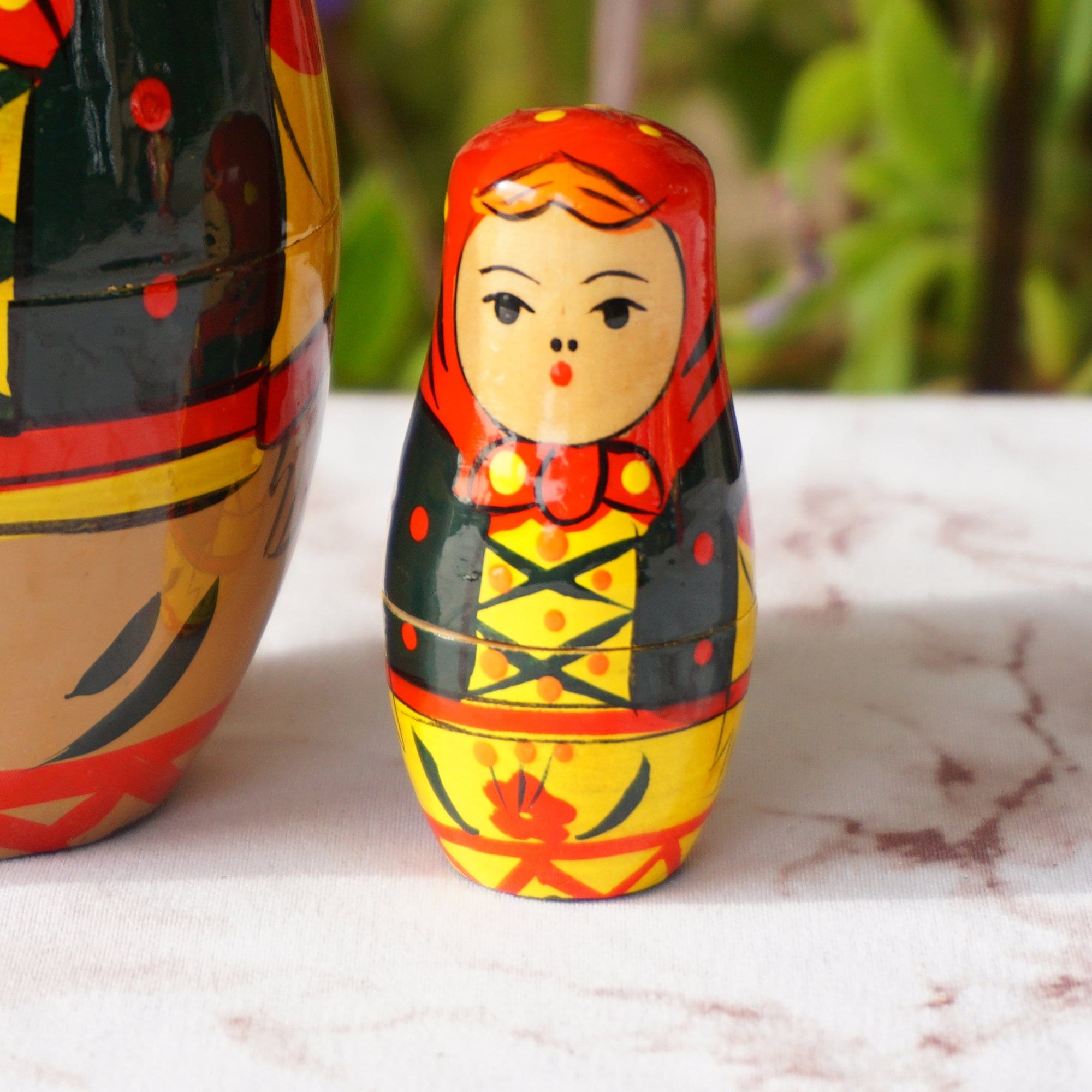 Hand Painted Wood Matryoshka "Матрёшка" Traditional Russian Nesting Dolls. Set of 3.