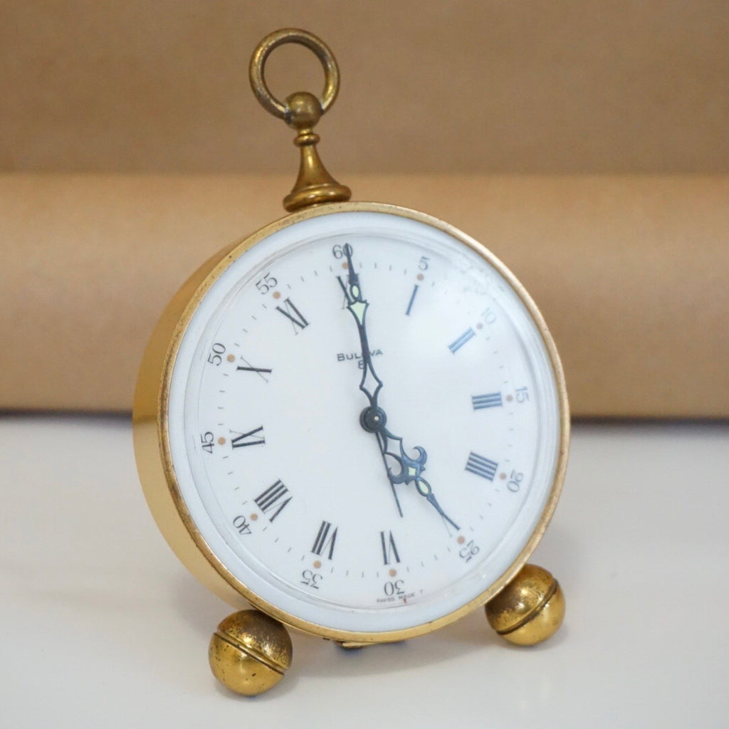 Vintage Bulova Desk/Bedside Gold Tone Wind-up Alarm Clock