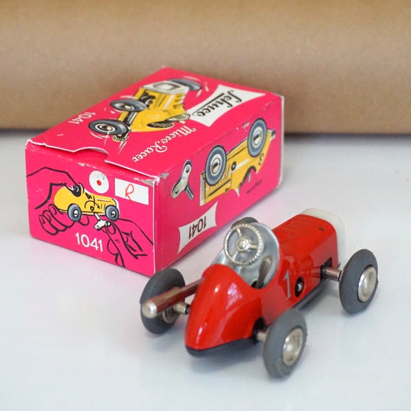 1990s Schuco Midget Micro Red Racer Car #1041. Silver Interior.