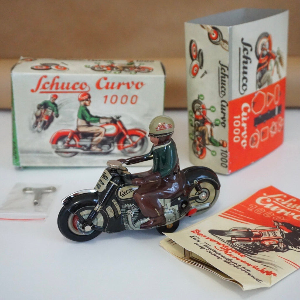 Tin Litho Schuco Motorcycle "Curvo 1000" Black. Limited Edition.